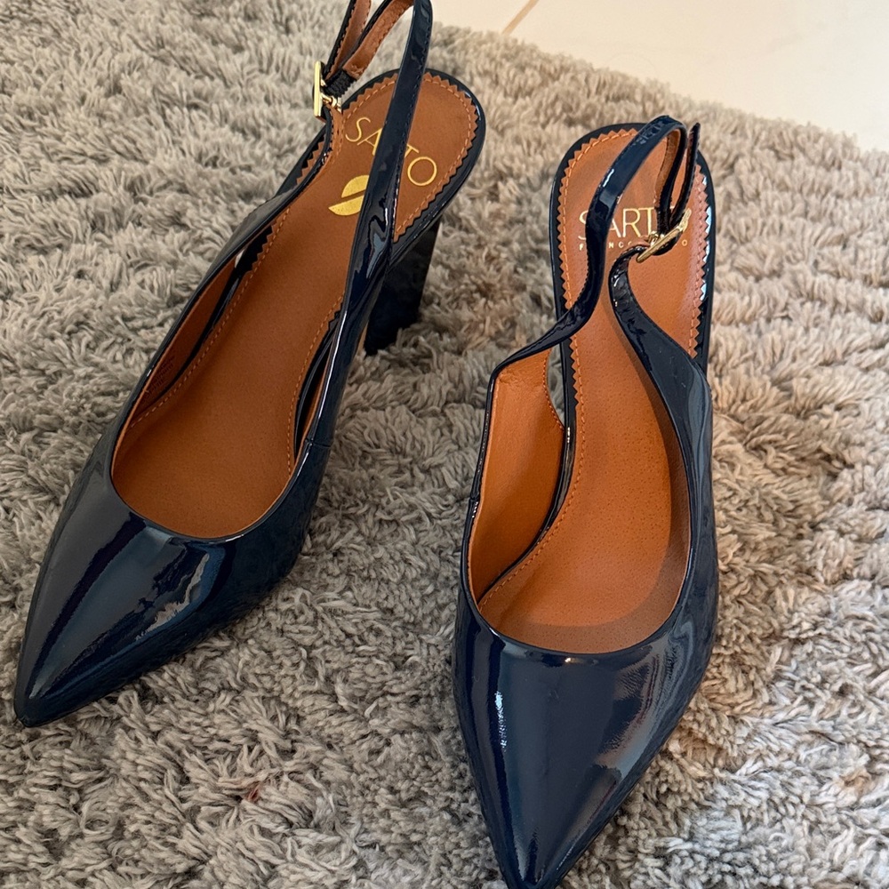SARTO By Franco Sarto Dark Blue Slingback Heels - Picture 2 of 12